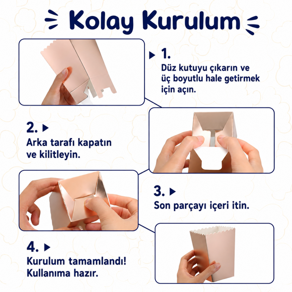 علبة فشار كرتون ابيض (مطبوعة)
