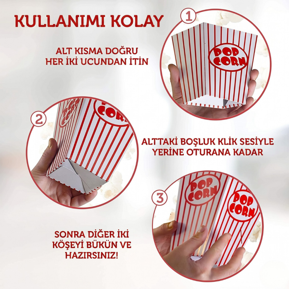 Popcorn Kutu  (Dip Yapıştırmalı Kilit)