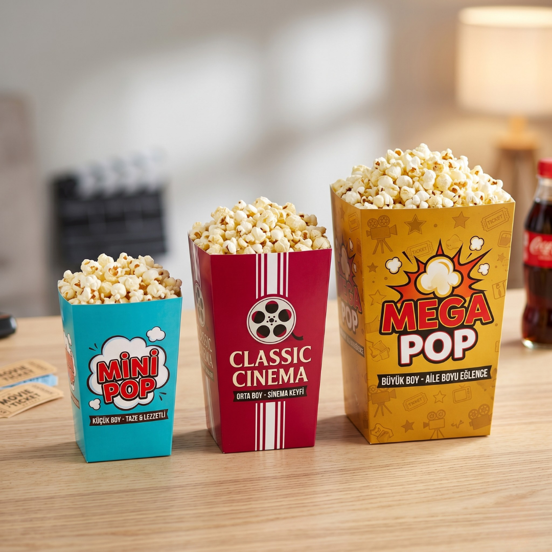 Popcorn Kutu  (Dip Yapıştırmalı Kilit)