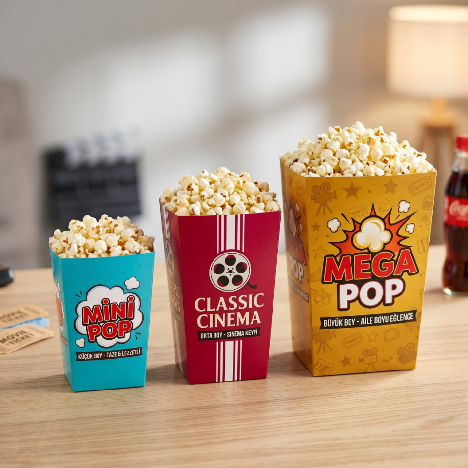 Popcorn Kutu  (Dip Yapıştırmalı Kilit)