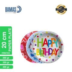 Printed White Cardboard Plates Printed 20 cm - 23 cm