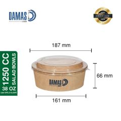 Salata Kasesi Kraft ( Baskılı / Baskısız ) Baskılı - 100 - 38 OZ 1250 cc - PET Lid