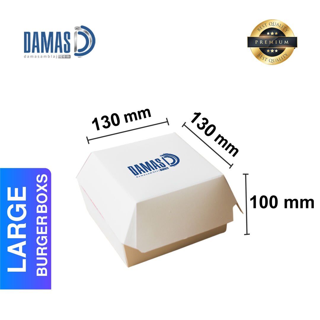 Burger Beyaz Kutusu ( Baskılı / Baskısız ) L - 13 x 13 x 10 cm - Baskılı - 500.000 adet