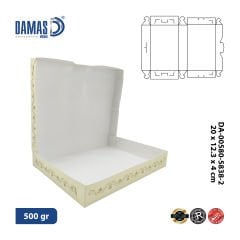 Baklava Kutusu 6'lı Kilitli ( Özel Baskı ) 25.000 adet - 18,5x13,2x2,6 cm - 250gr - İç Dış Selefon + Lak