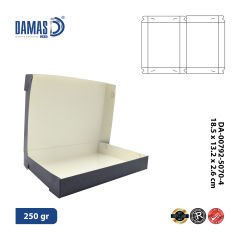 Baklava Kutusu 6'lı Kilitli ( Özel Baskı ) 25.000 adet - 18,5x13,2x2,6 cm - 250gr - İç Dış Selefon + Lak