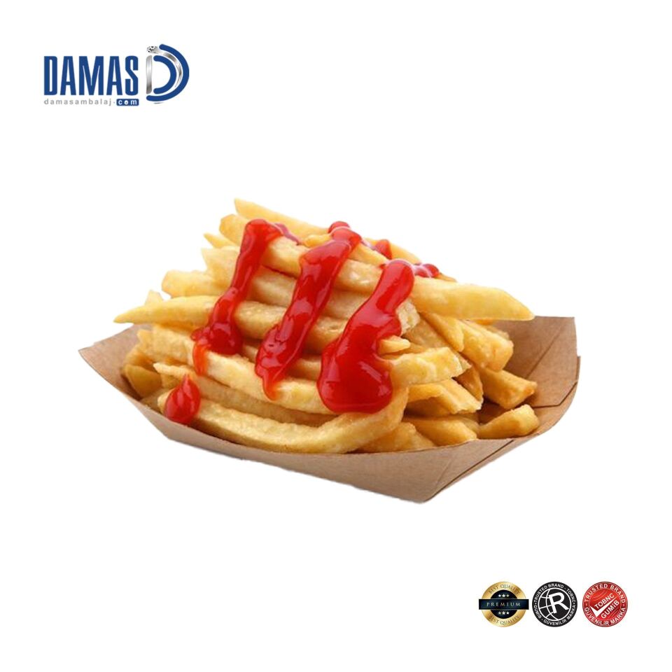 Karton Kayık Tabak (Yapıştırmalı) Ofset Baskı - 10,000 adet - 14,2x9x4 cm - A.Bristol - 300 gr  - İç Parlak Selefonlu
