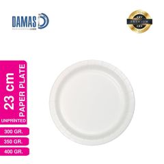 طبق كرتون ابيض غير مطبوع 20 سم - 23 سم 23 سم - 2000 قطعة - 300 جرام