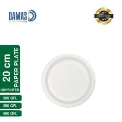 طبق كرتون ابيض غير مطبوع 20 سم - 23 سم 20 سم - 2000 قطعة - 350 جرام