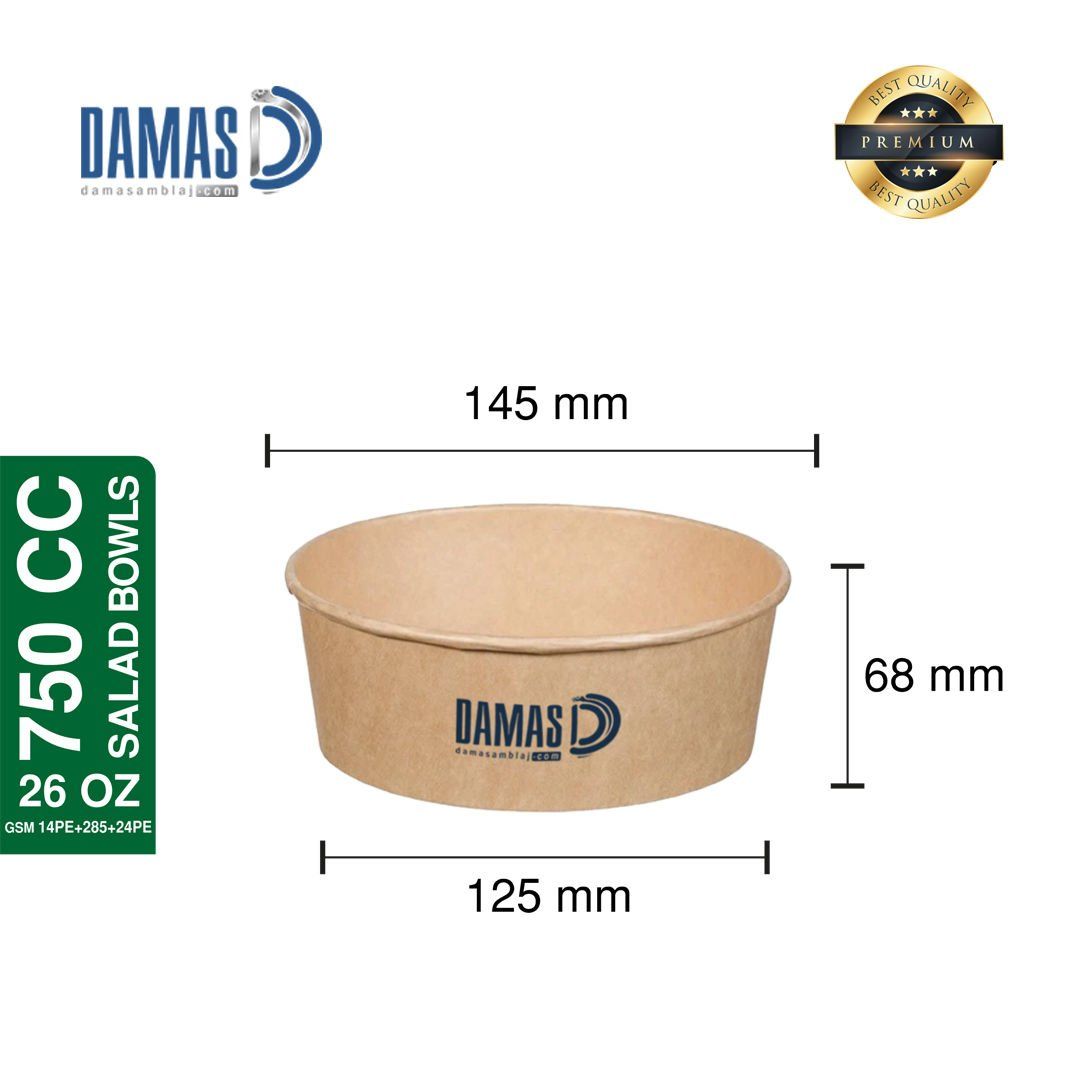 Salata Kasesi Kraft ( Baskılı / Baskısız ) Baskılı - 100 - 26 OZ 750 cc - Yok