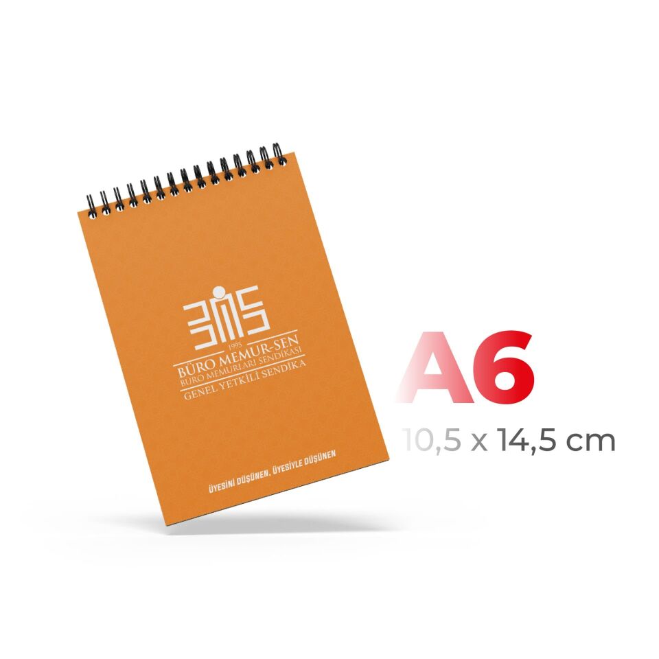 Karton Kapaklı Spiralli Bloknot 500 adet - 14x20 cm A5 - Mat Selefon + Kabartma Lak