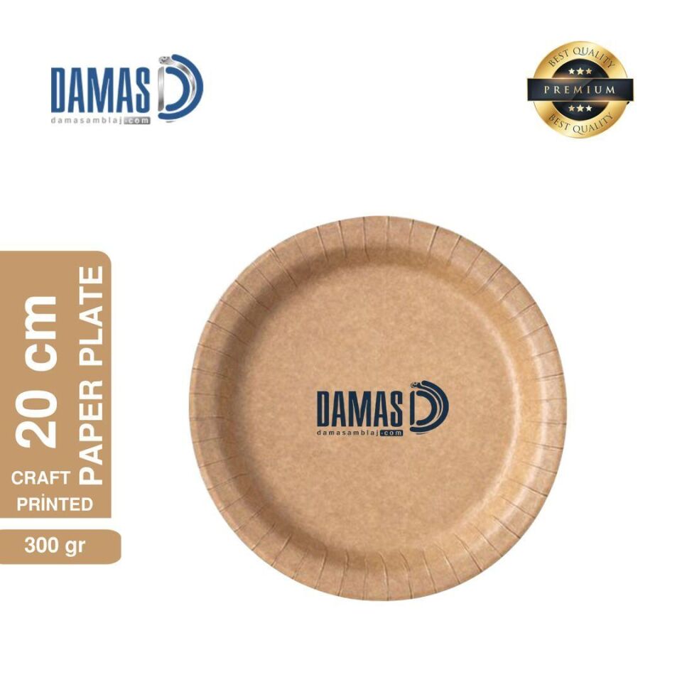 Kraft Karton Tabak ( Özel Baskı ) 20 cm - 500.000 adet - 300 gr