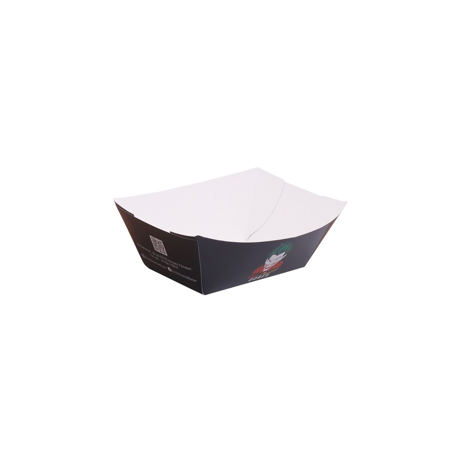 Karton Kayık Tabak (Yapıştırmalı) Ofset Baskı - 10,000 adet - 10x6,7x4 cm - Kraft Karton - 265 gr - İç Parlak Selefonlu