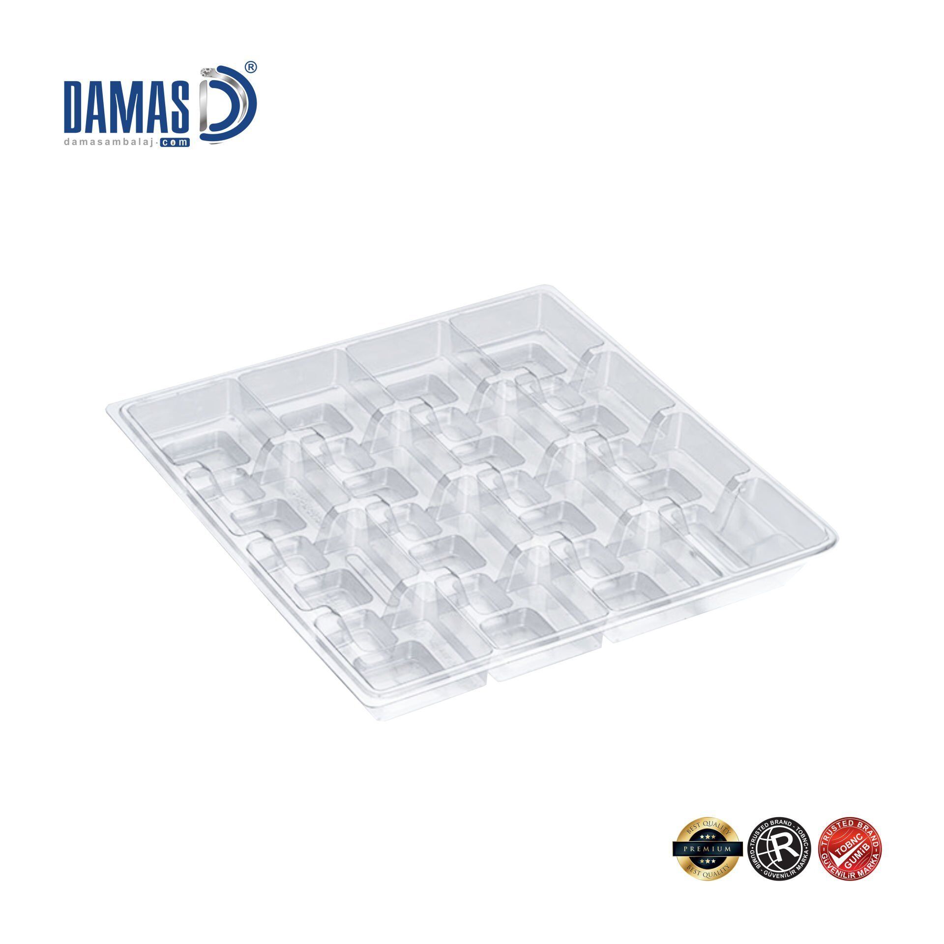 Madlen Chocolate Presentation Tray - Plastic Vacuum Separator Transparent - 20.7x19.8 cm - 16 pieces - 1,000 pieces