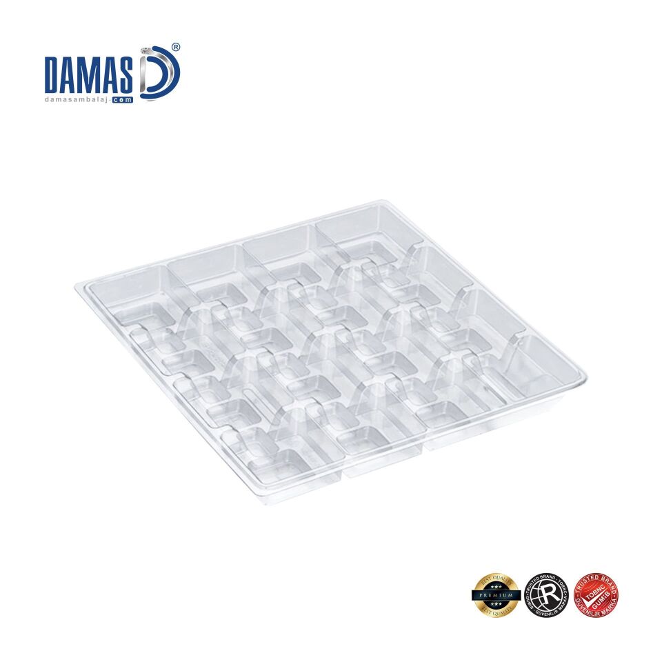 Madlen Çikolata Sunum Tepsi - Plastik Vakumlu Seperatör Şeffaf - 29x20,6 cm - 24 lu - 1.000 adet