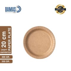 طبق كرتون كرافت غير مطبوع 20 سم - 23 سم 5000 قطعة - 20 سم - 300 جرام