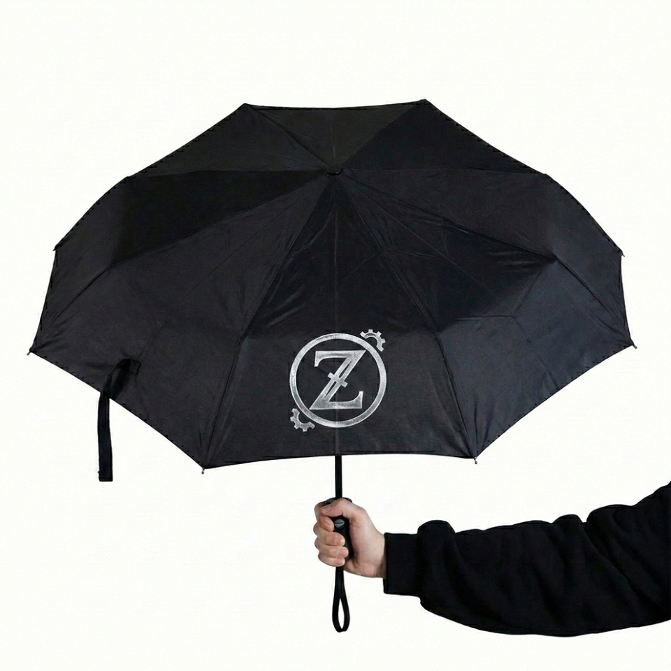 Aspendos Siyah Tam Otomatik Şemsiye (ÖZEL BASKI)