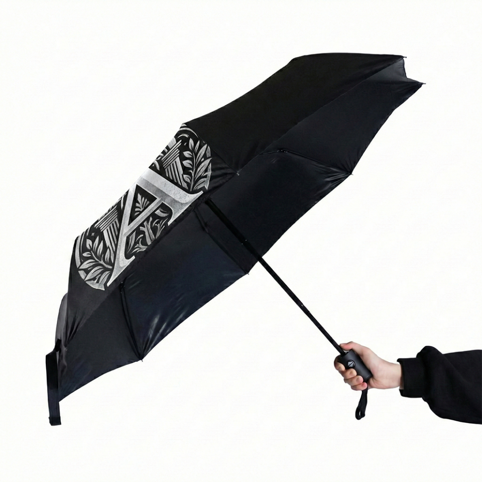 Aspendos Siyah Tam Otomatik Şemsiye (ÖZEL BASKI)