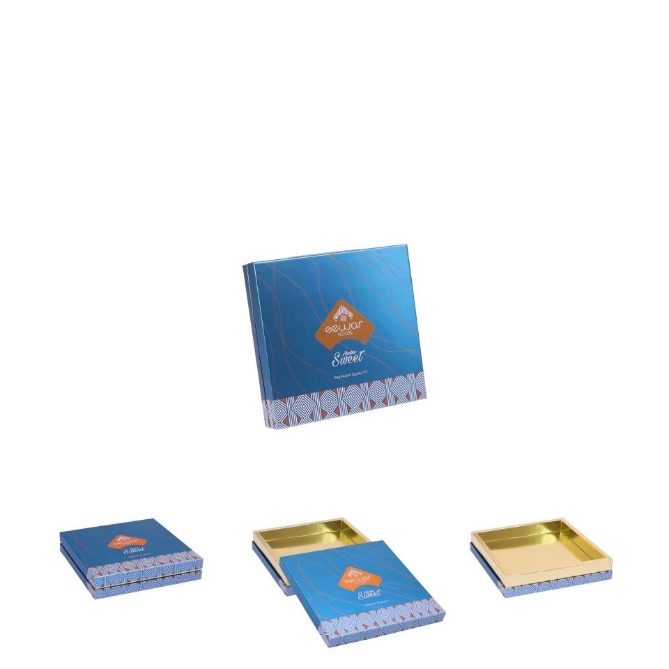 علب كرتونية للحلويات مع سلوفان ذهبي لامع (طباعة خاصة)