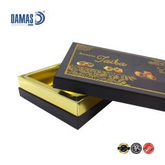 علب كرتونية للحلويات مع سلوفان ذهبي لامع (طباعة خاصة)