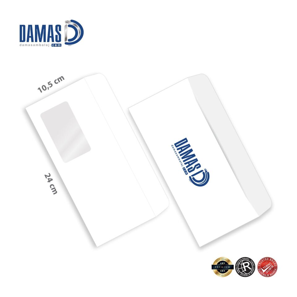Diplomat Zarf (10,5x24cm) 2 renk baskı  - 10.000 adet - 10,5 x 24 cm  - Pencereli
