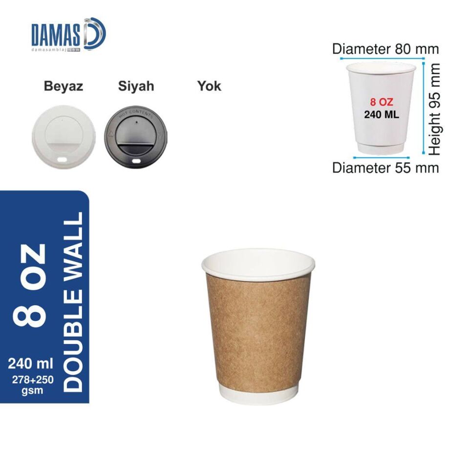 Double Kraft Bardak (Baskısız) 250.000 adet - 14 oz - Yok