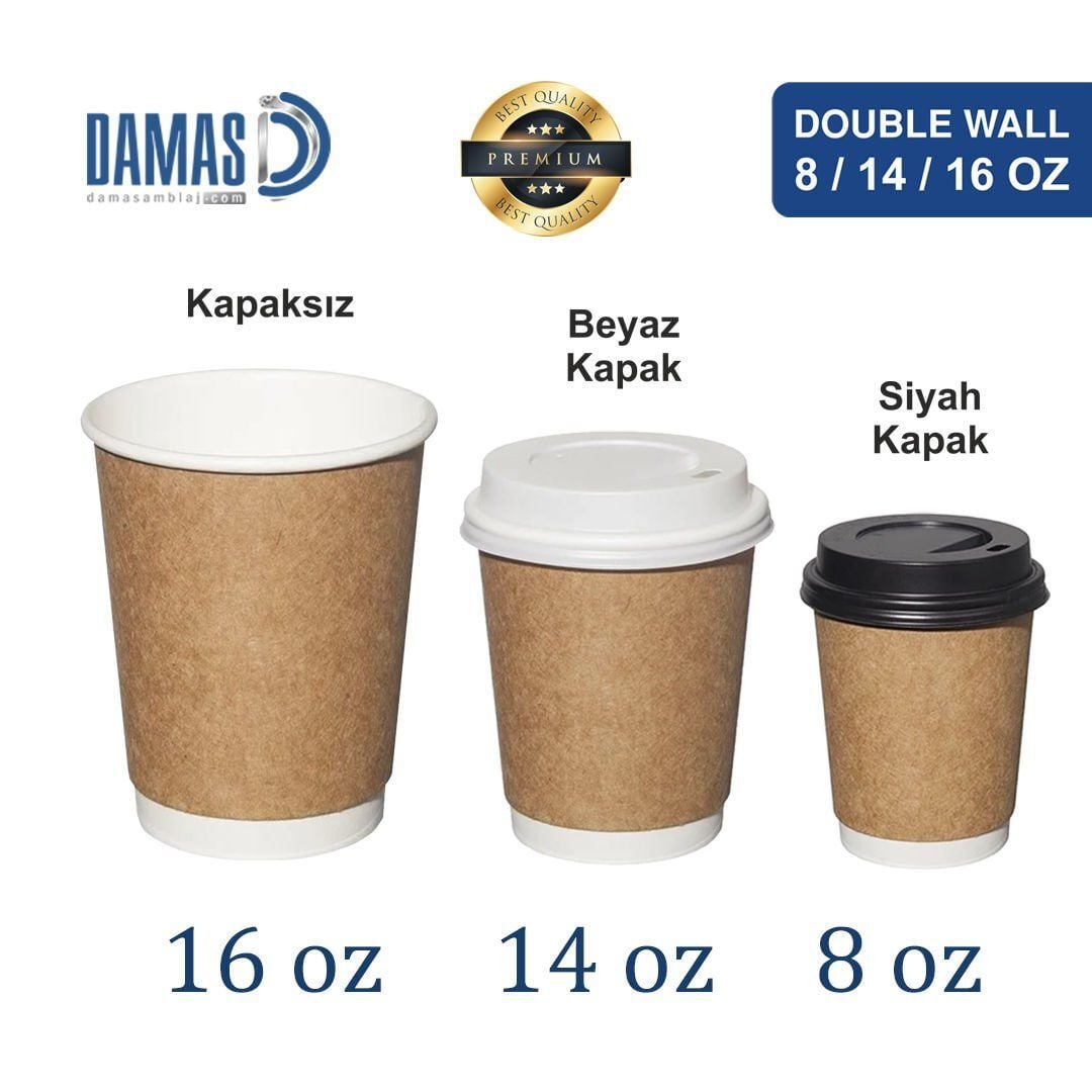 Double Kraft Bardak (Baskısız) 250.000 adet - 14 oz - Siyah