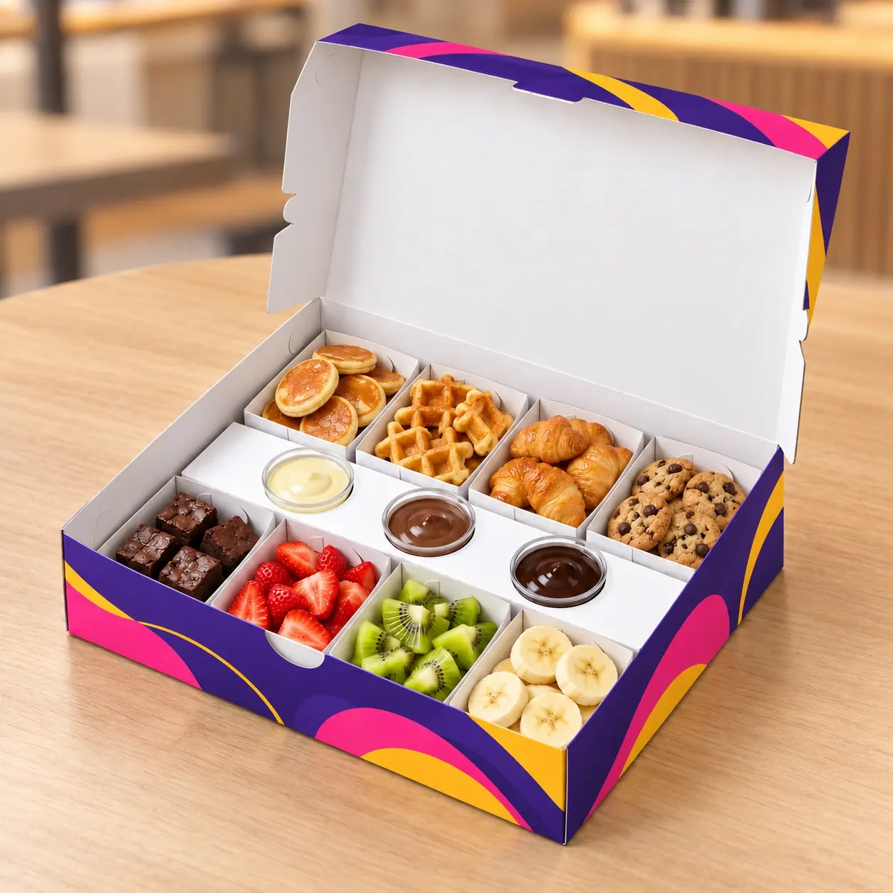Waffle Kutusu Eko 1.000 adet  - 8 Kutu + 3 Sos