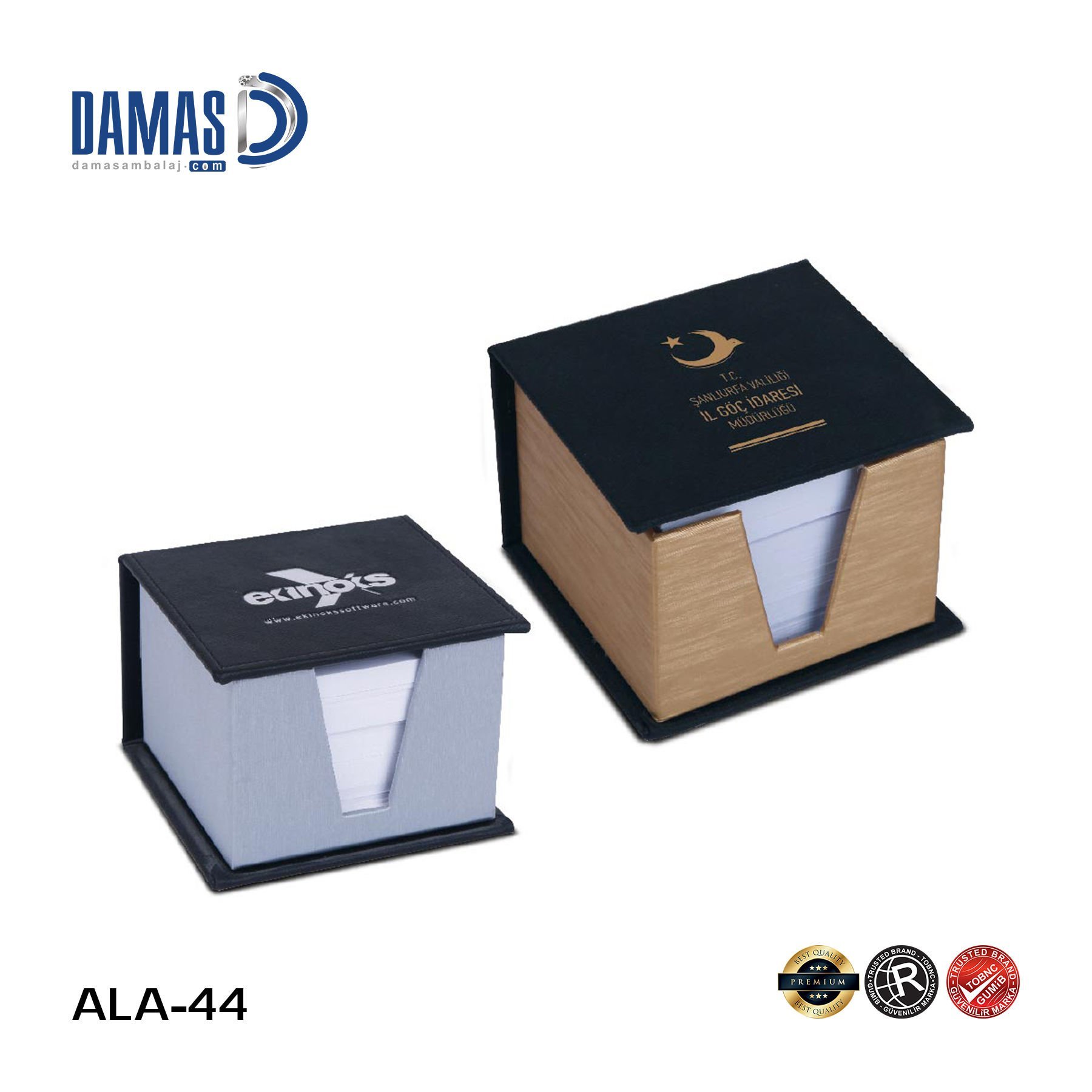 ورق ملاحظات مكعب مع علبة مغلفة بالقماش