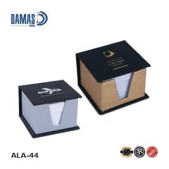 ورق ملاحظات مكعب مع علبة مغلفة بالقماش