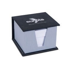 ورق ملاحظات مكعب مع علبة مغلفة بالقماش